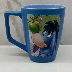 New Disney Eeyore Blue Ceramic Mug with Worm in Apple Graphic Oversized